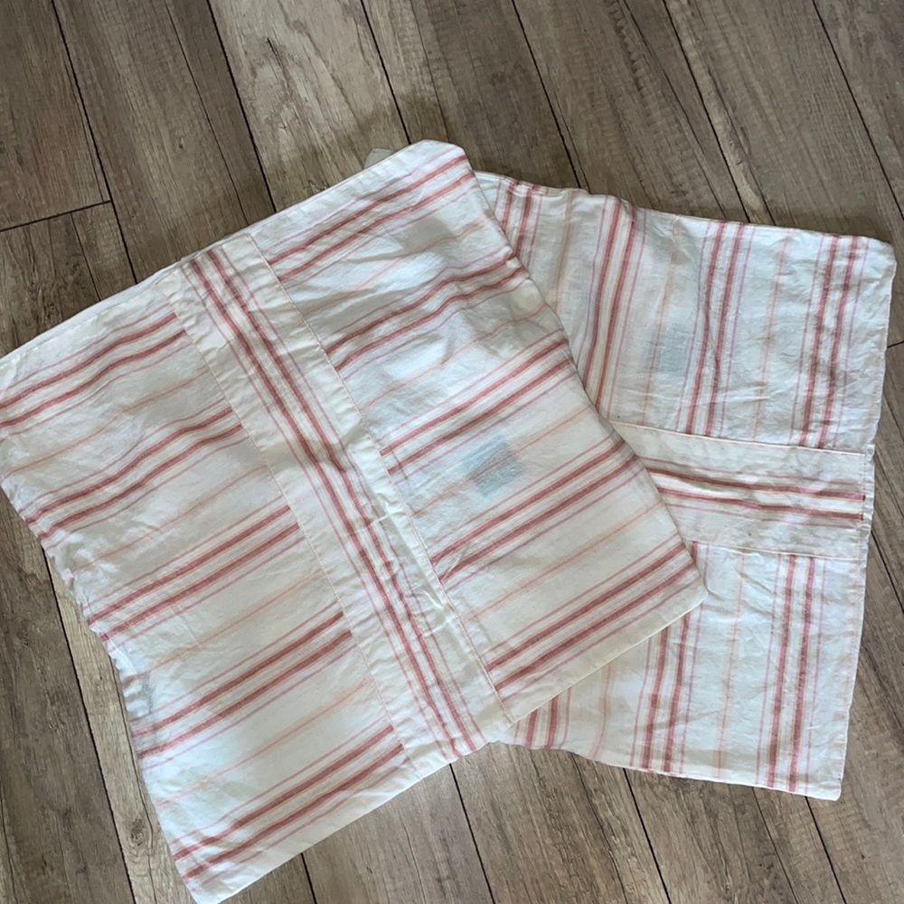 Nautica red ivory stripped cotton pillow cover coverlet 20x20